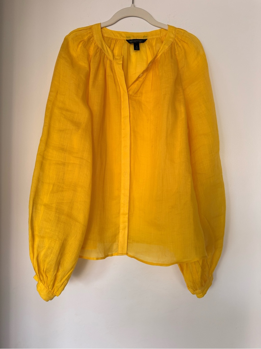 Banana Republic Sunny Yellow Ramie Button-Front Blouse
